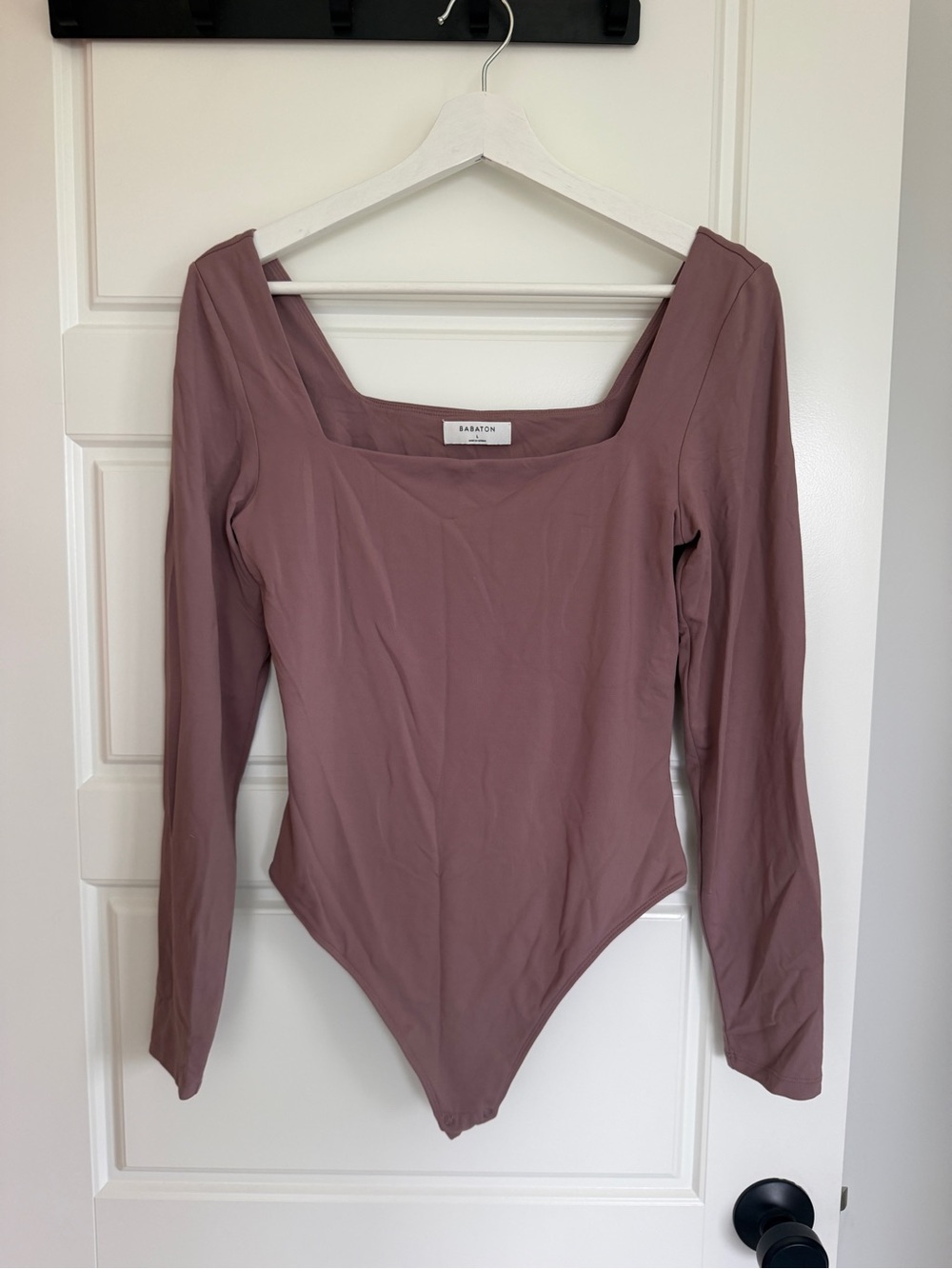 Babaton Mauve Long Sleeve Square Neck Contour Bodysuit
